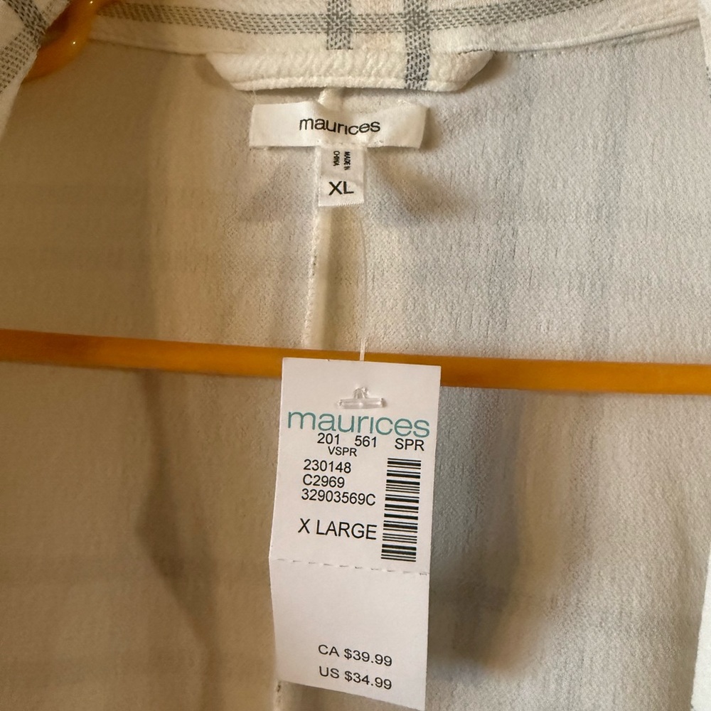 Maurices Cream and Gray Plaid Trench Coat - Picture 4 of 5